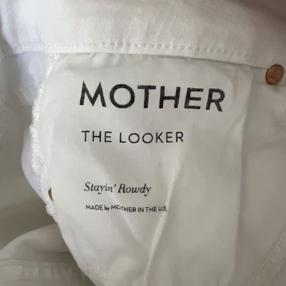 Mother Jeans The Looker Stayin Rowdy Size 25x29 Women White Stretch Distressed - Picture 11 of 14